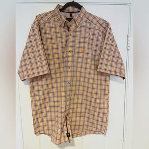 Men’s Ariat Multi Plaid Cowboy Pro Series Macklin SS Button Down Shirt Size M